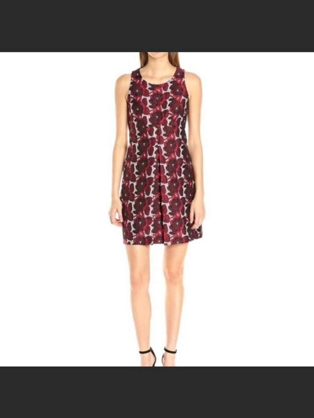 RACHEL ROY Floral Red Jacquard Fit & Flare Sleeveless Cocktail Dress Size 6